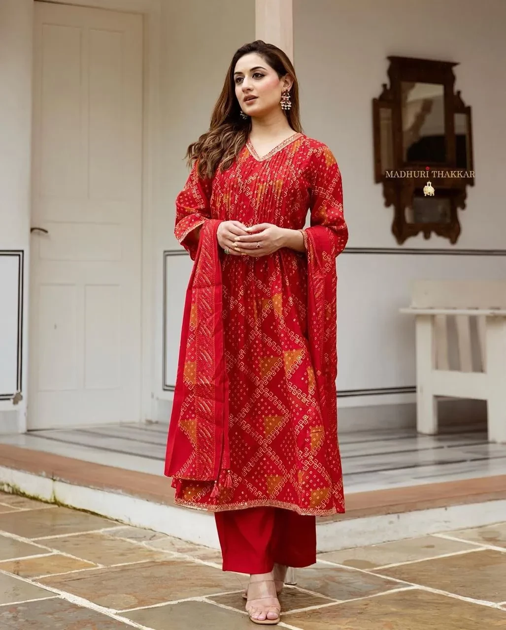 Nandi-Red Cotton Suit