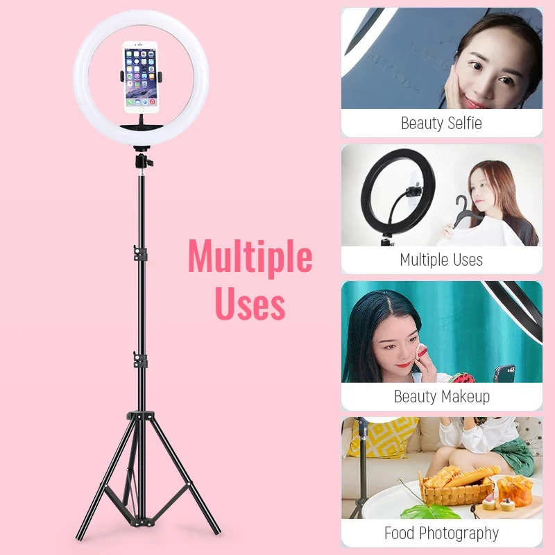 LED Selfie Ring Lamp Photographic Selfie Ring Lighting USB Remote Fill light For Tiktok Video Live with Phone Holder Tripod